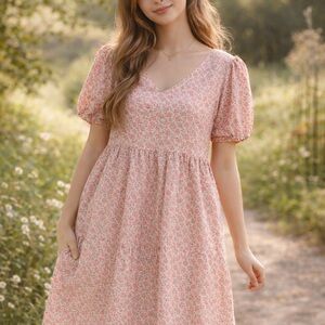Hayden Los Angeles Pink Floral Babydoll Dress